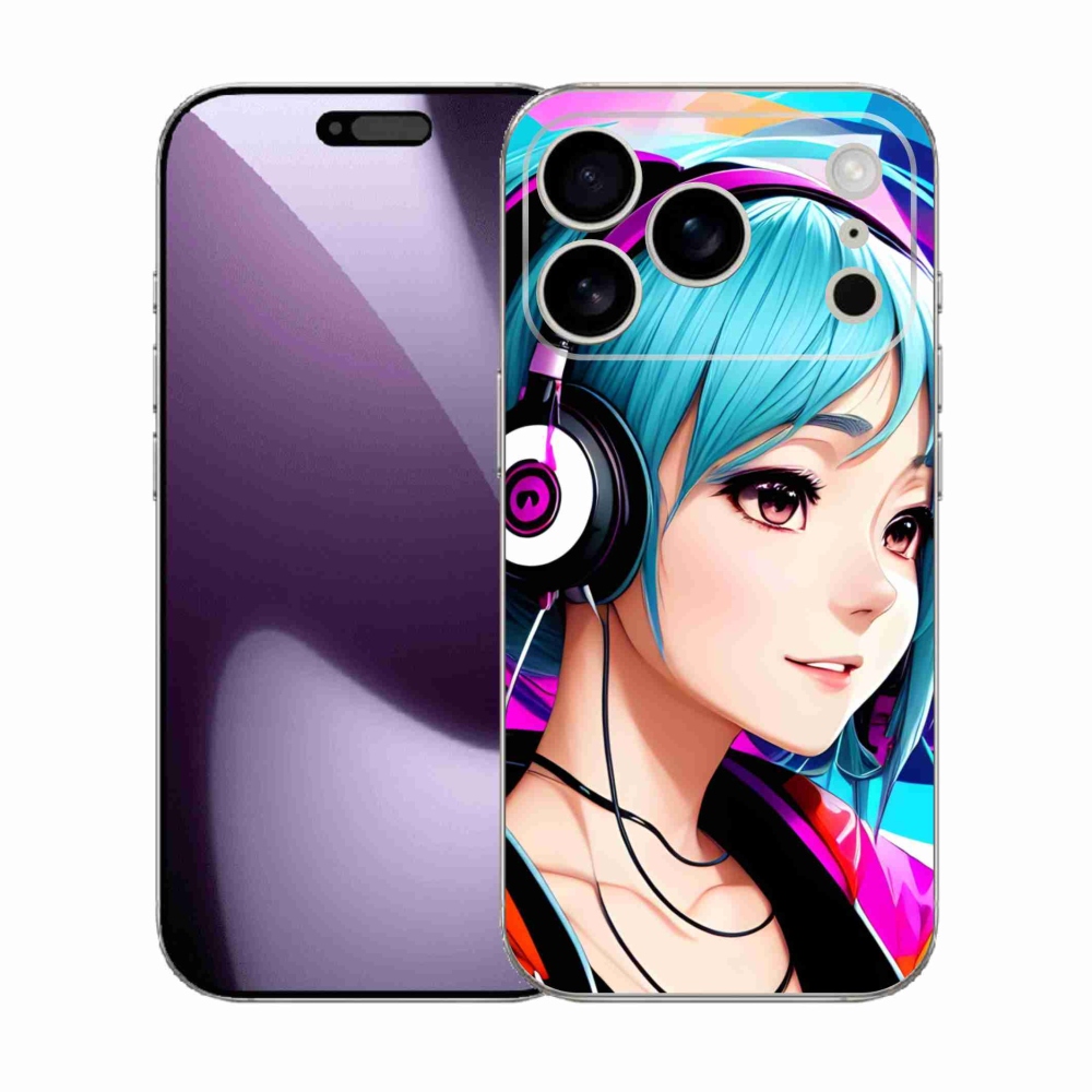 Zselés borítás mmCase iPhone 17 Pro készülékhez - lány fejhallgatóval