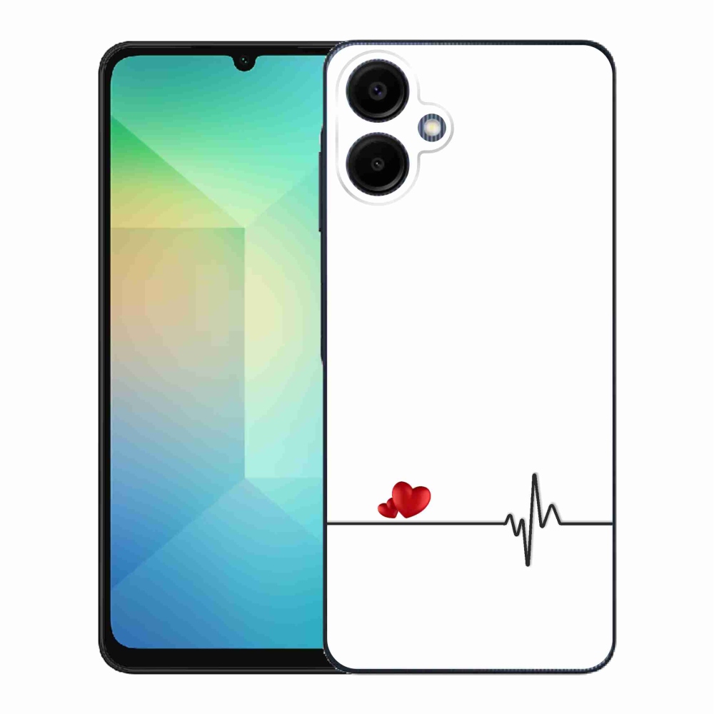 Gél borítás mmCase Samsung Galaxy A06 4G - szív és szívverés fehér háttérrel
