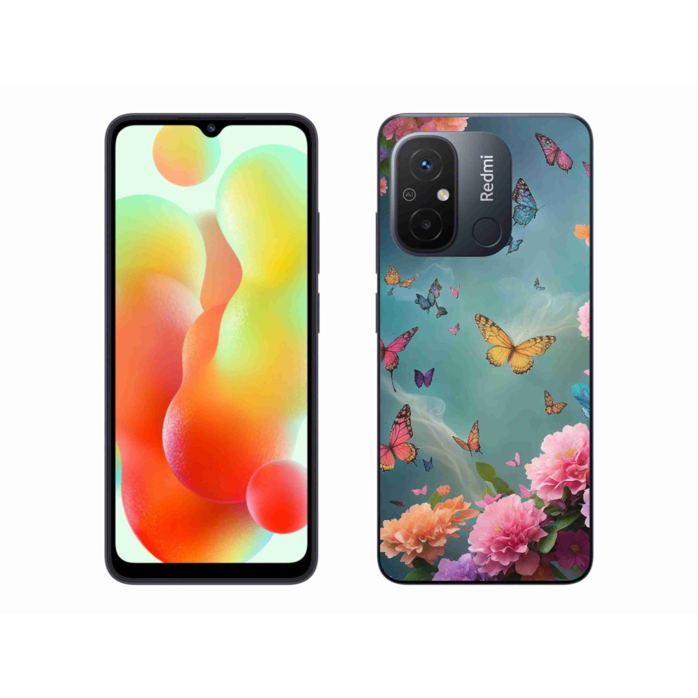 Gél borító mmCase a Xiaomi Redmi 12C-hez - színes virágok és pillangók