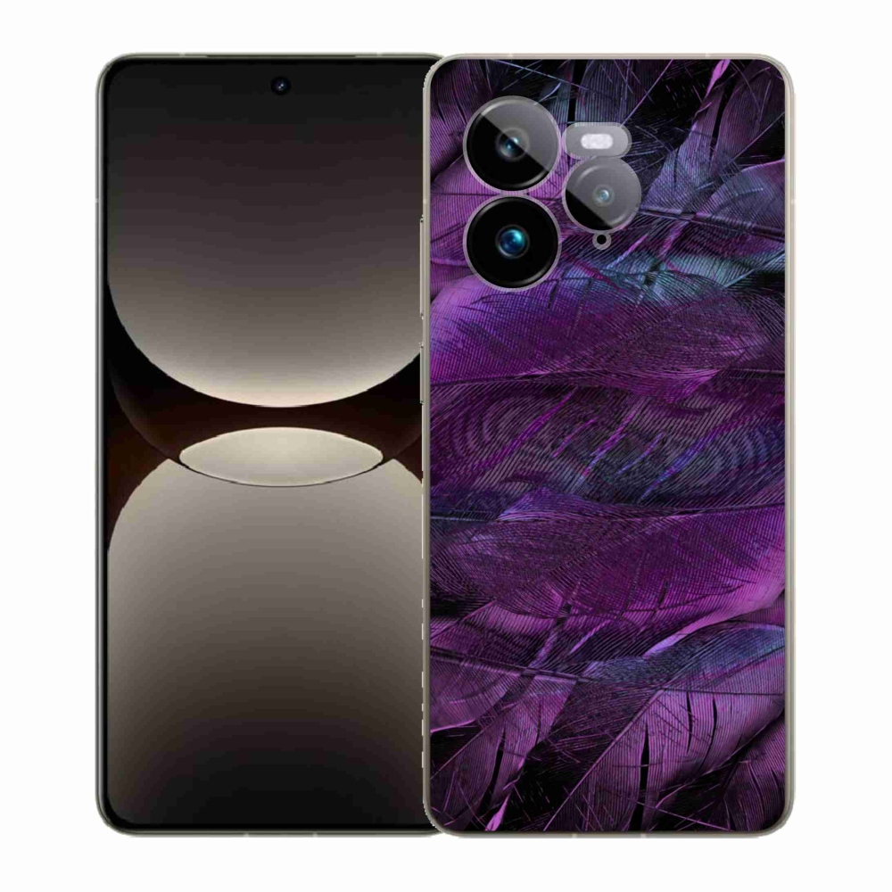 Zselés borítás mmCase a Realme GT 7 Pro 5G készülékhez - lila tollak