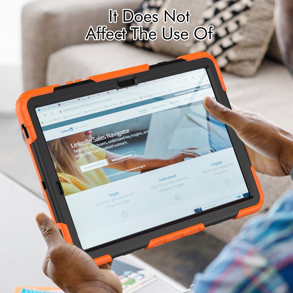 Rúgásálló borítás kézi markolattal Samsung Galaxy Tab S9+/Tab S10+ készülékhez - narancssárga színű