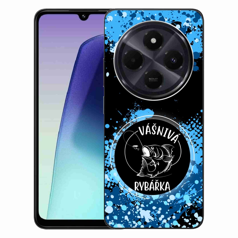 Gél borító mmCase a Xiaomi Redmi 14C/Poco C75 számára - szenvedélyes halász fekete háttérrel