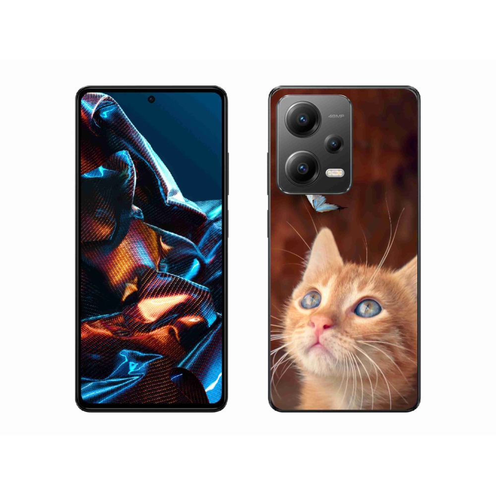 Gél borító mmCase a Xiaomi Redmi Note 12 Pro 5G számára - pillangó és cica