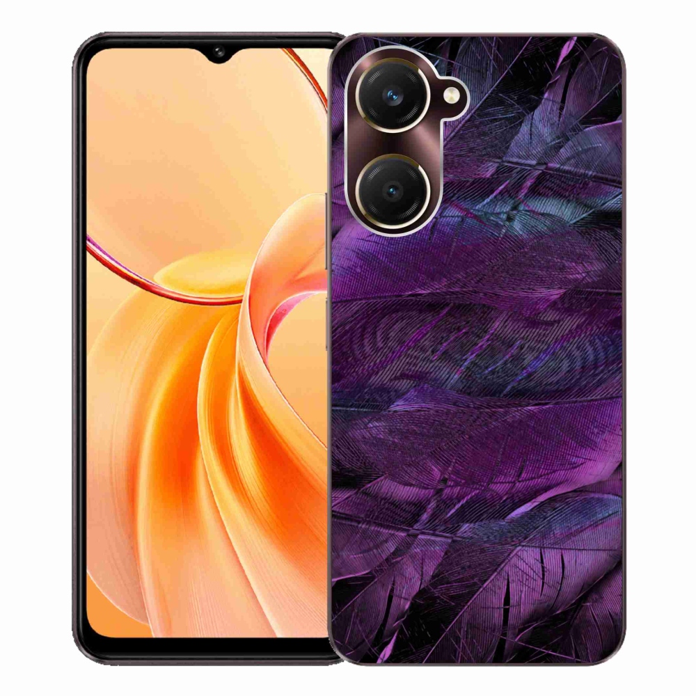 Gél védőhuzat mmCase Vivo Y28s 5G - lila tollakhoz