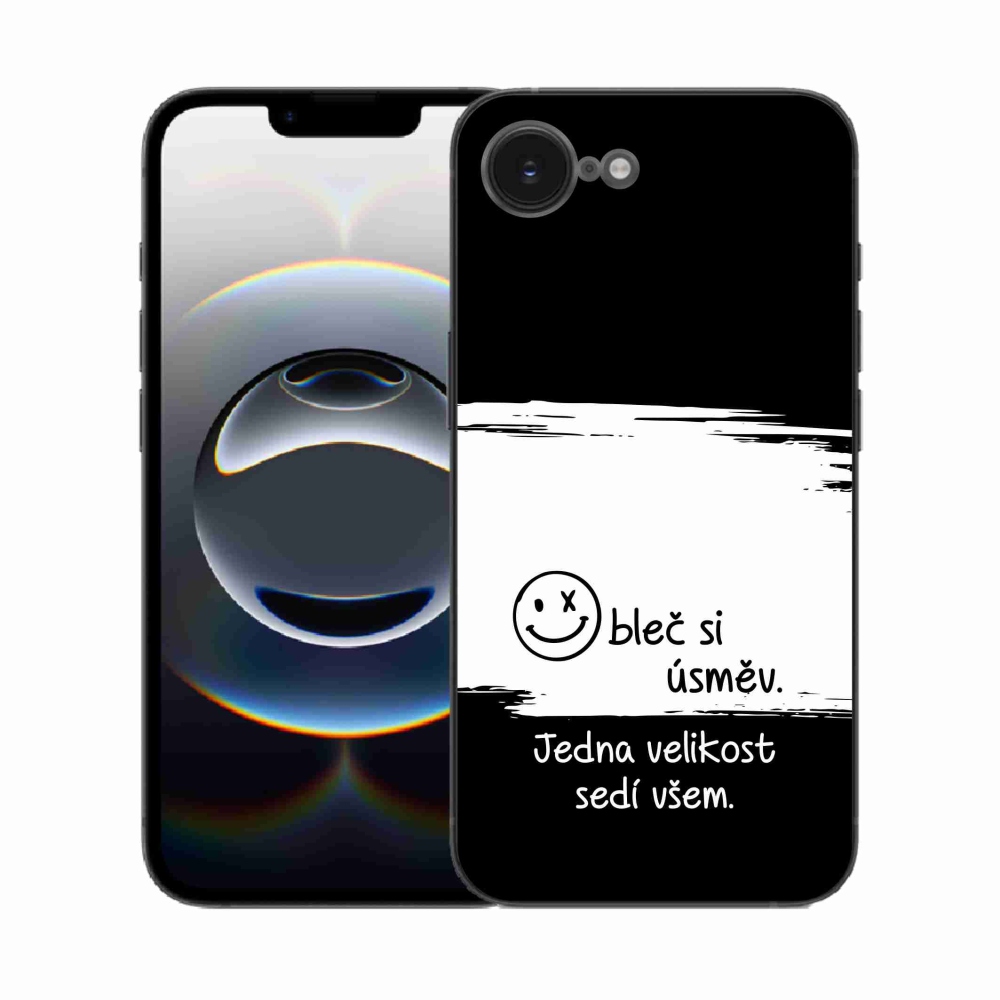 Gél borító mmCase iPhone 16e készülékhez - vicces szöveg 8 fehér és fekete háttérrel