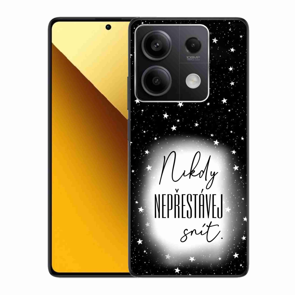 Gél borítás mmCase a Xiaomi Redmi Note 13 5G-hez - idézet 1 fehér és fekete háttérrel