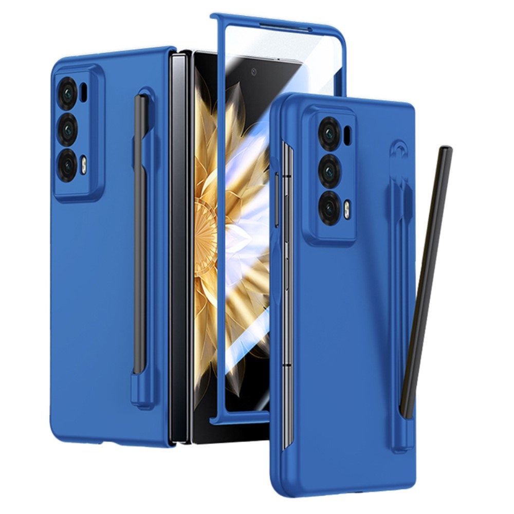 Műanyag tok képernyővédővel + tollal Honor Magic V2-hez - sötétkék