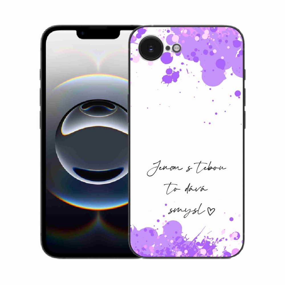 Gél borító mmCase iPhone 16e készülékhez - szerelmes szöveg fehér háttérrel