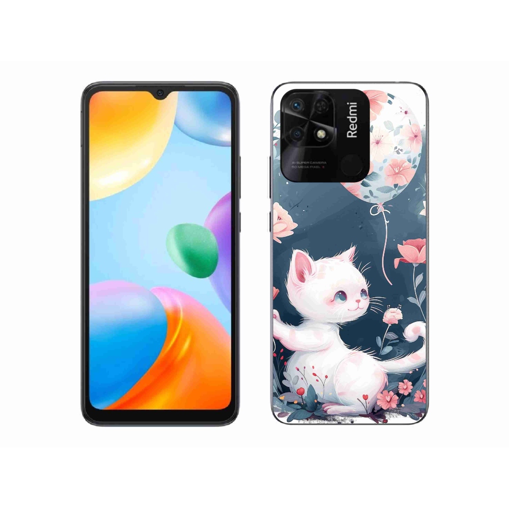Gél borító mmCase a Xiaomi Redmi 10C-hez - cica lufival