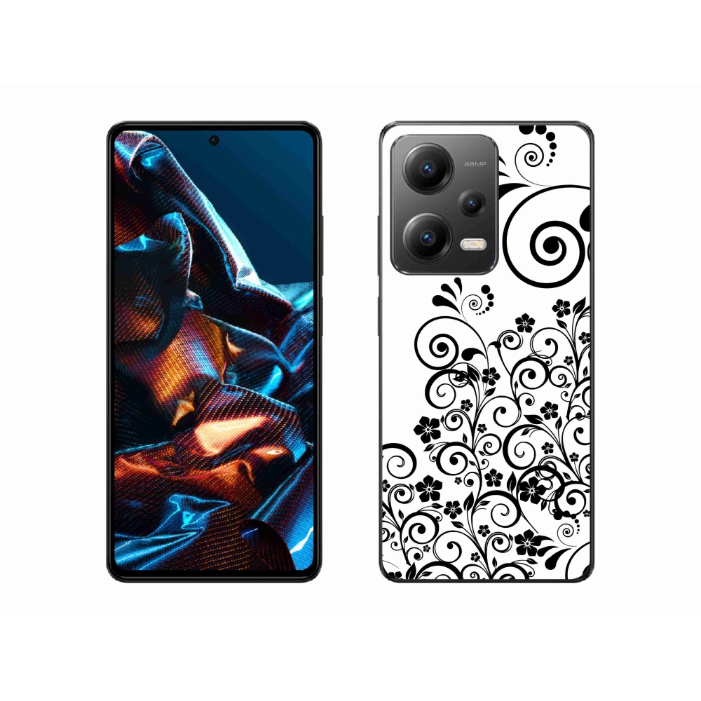 Gél borítás mmCase a Xiaomi Redmi Note 12 Pro 5G-hez - fekete és fehér virágminták