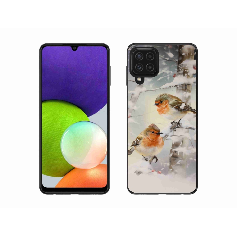 Gél borítás mmCase Samsung Galaxy A22 4G - madarak télen - Samsung Galaxy A22 4G - madarak télen