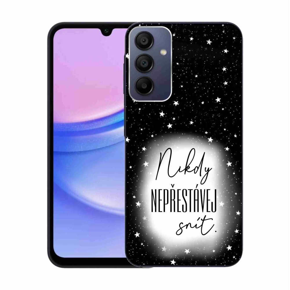 Gél borítás mmCase Samsung Galaxy A15 4G/5G - idézet 1 fehér és fekete háttérrel