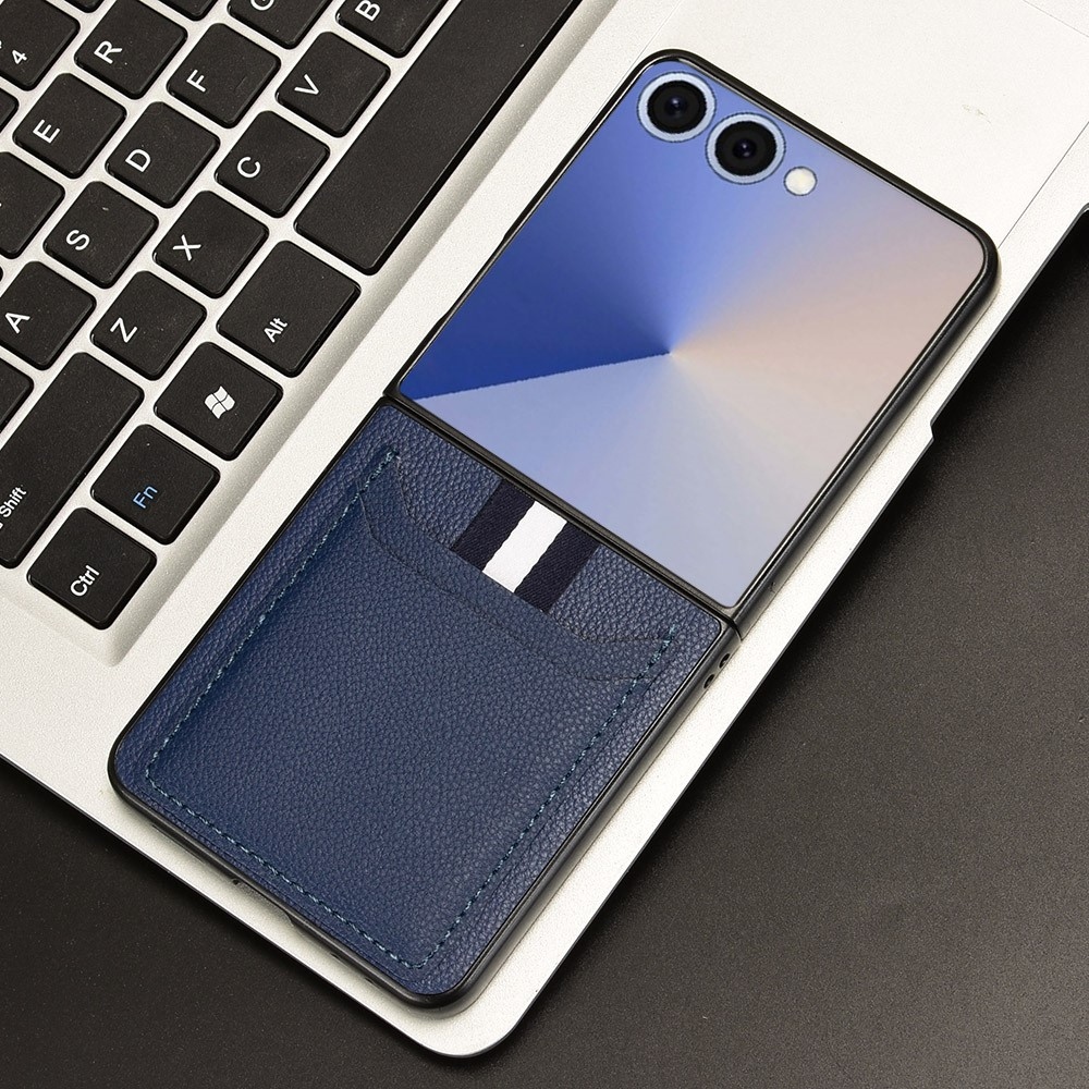 Kombinált műanyag borítás műbőrrel Samsung Galaxy Z Flip7 5G - kék