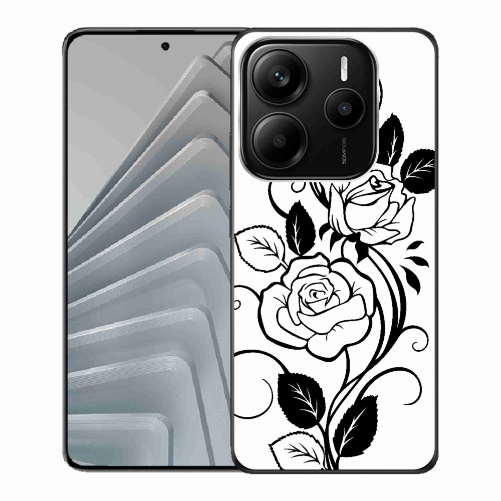 Gél borítás mmCase a Xiaomi Redmi Note 14 5G számára - fekete és fehér rózsa