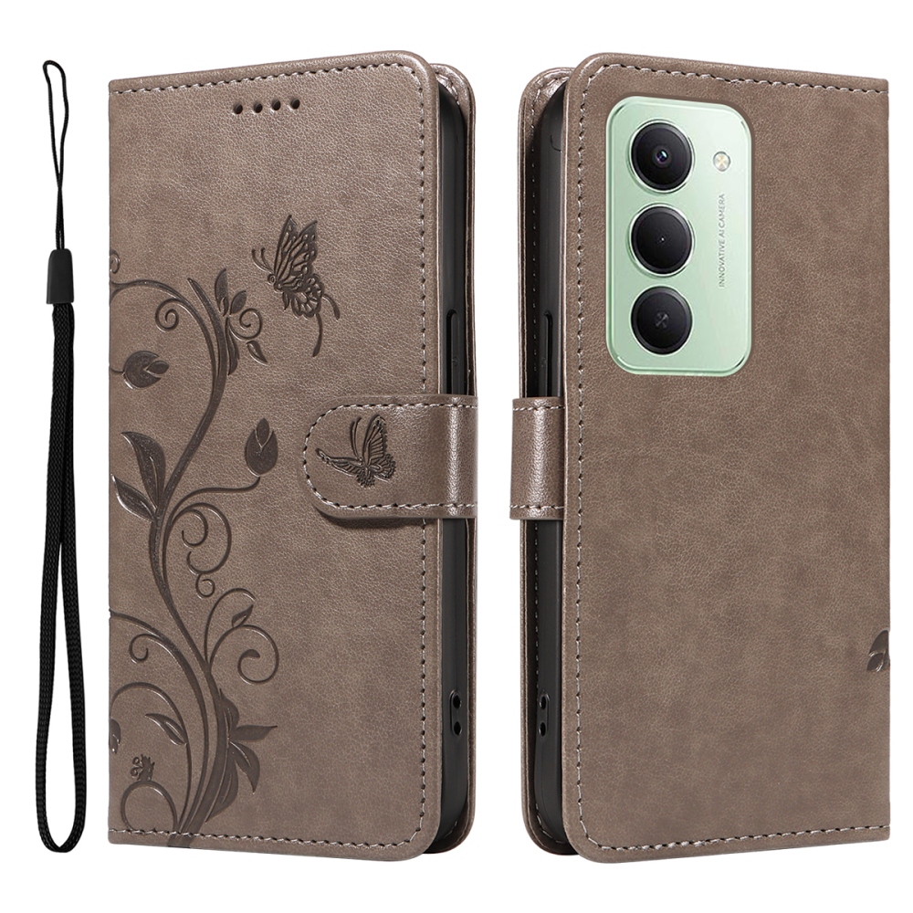 Virágok könyv tok Xiaomi Redmi 15 5G (169mm) - szürke