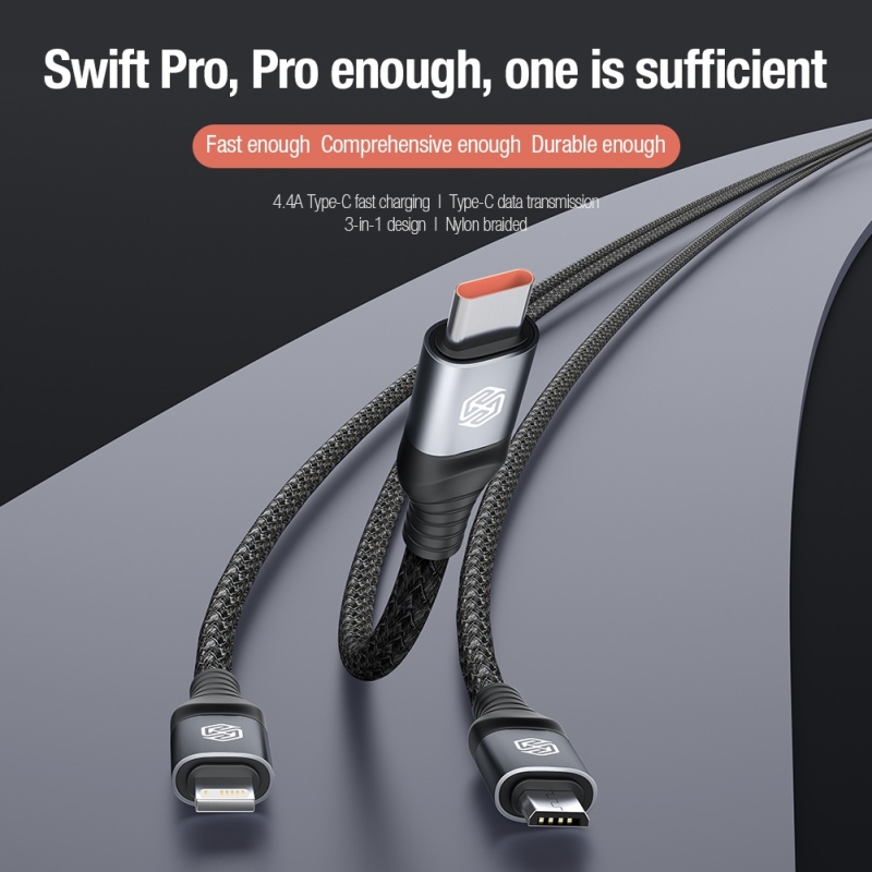 Nillkin adatkábel Swift Pro 3in1 1.5m fekete