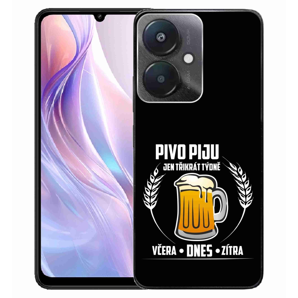 Gél borítás mmCase a Xiaomi Redmi 13C 5G számára - sör motívum fekete háttérrel