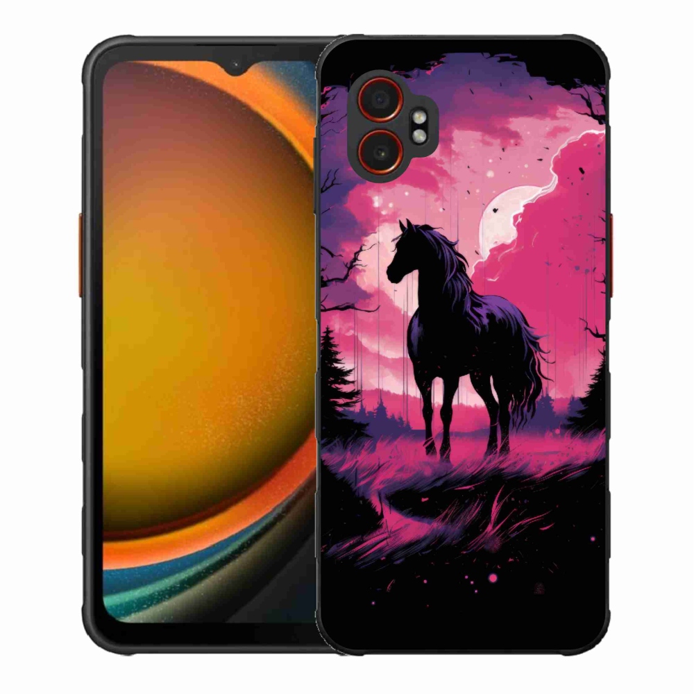 Zselés borítás mmCase Samsung Galaxy Xcover 7 Pro - fekete rajzfilm ló 1