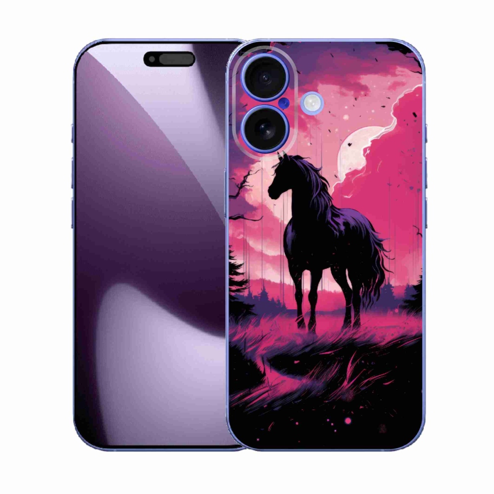 Zselés borítás mmCase iPhone 17 készülékhez - fekete rajzfilm ló 1