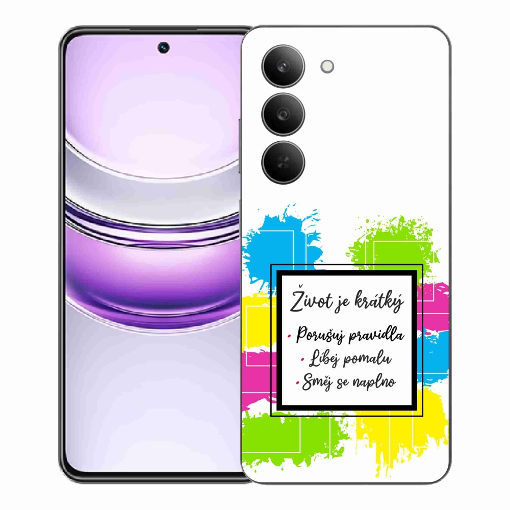 Gél borító mmCase a Realme 14x 5G-n - idézet 5 fehér háttérrel