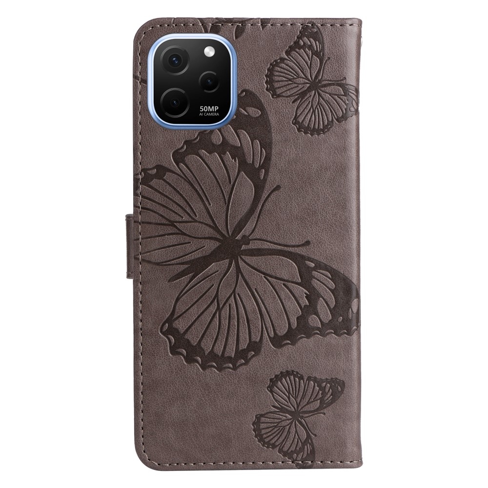 Nagy pillangó könyv tok Huawei Nova Y61-hez - szürke