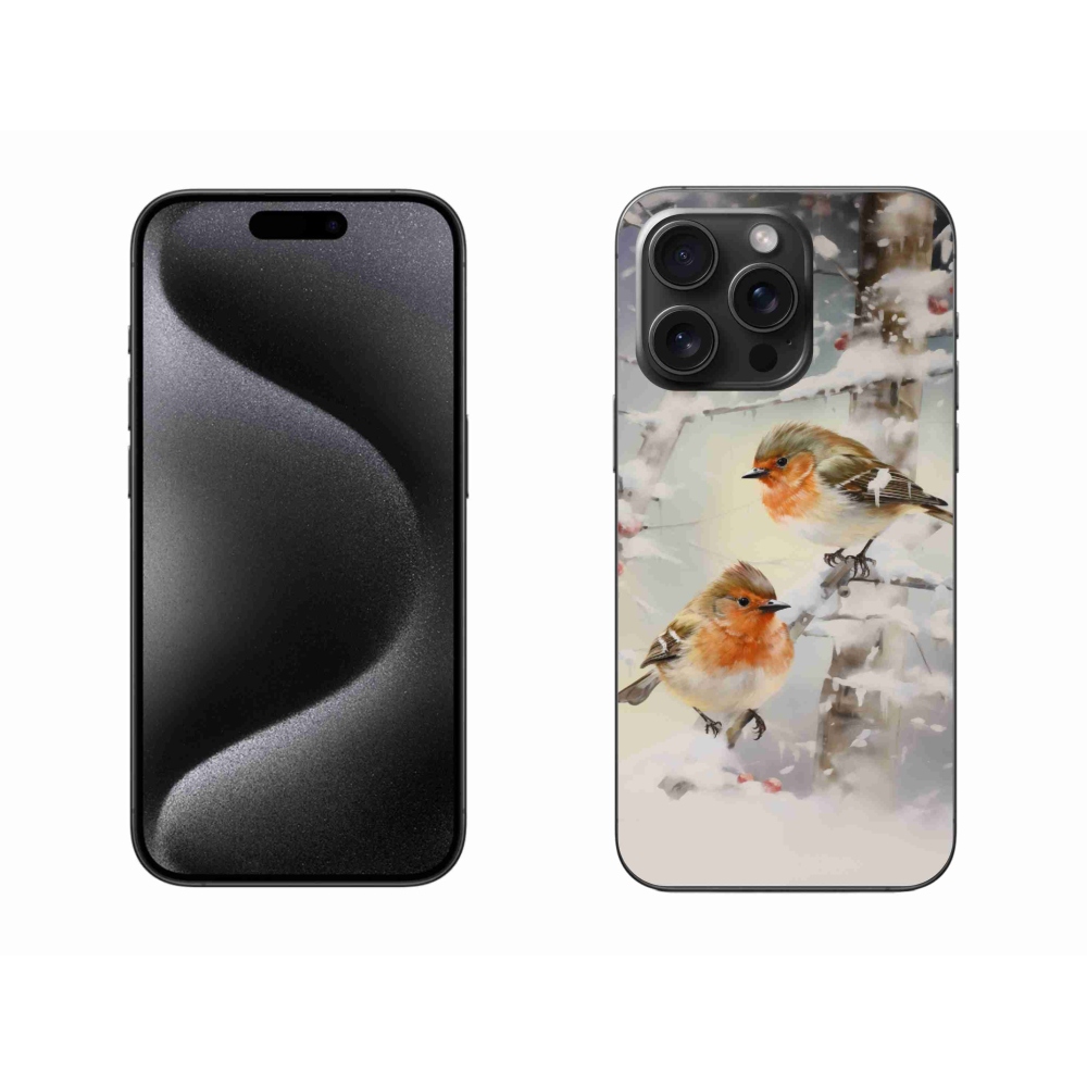 Zselés borítás mmCase iPhone 15 Pro Max készülékhez - madarak télen