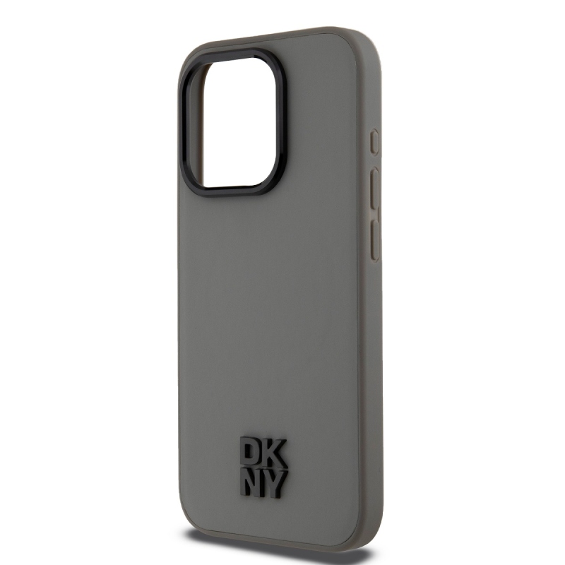 DKNY PU bőr Stack Logo Magsafe hátlap iPhone 15 Pro Max-hoz Szürke