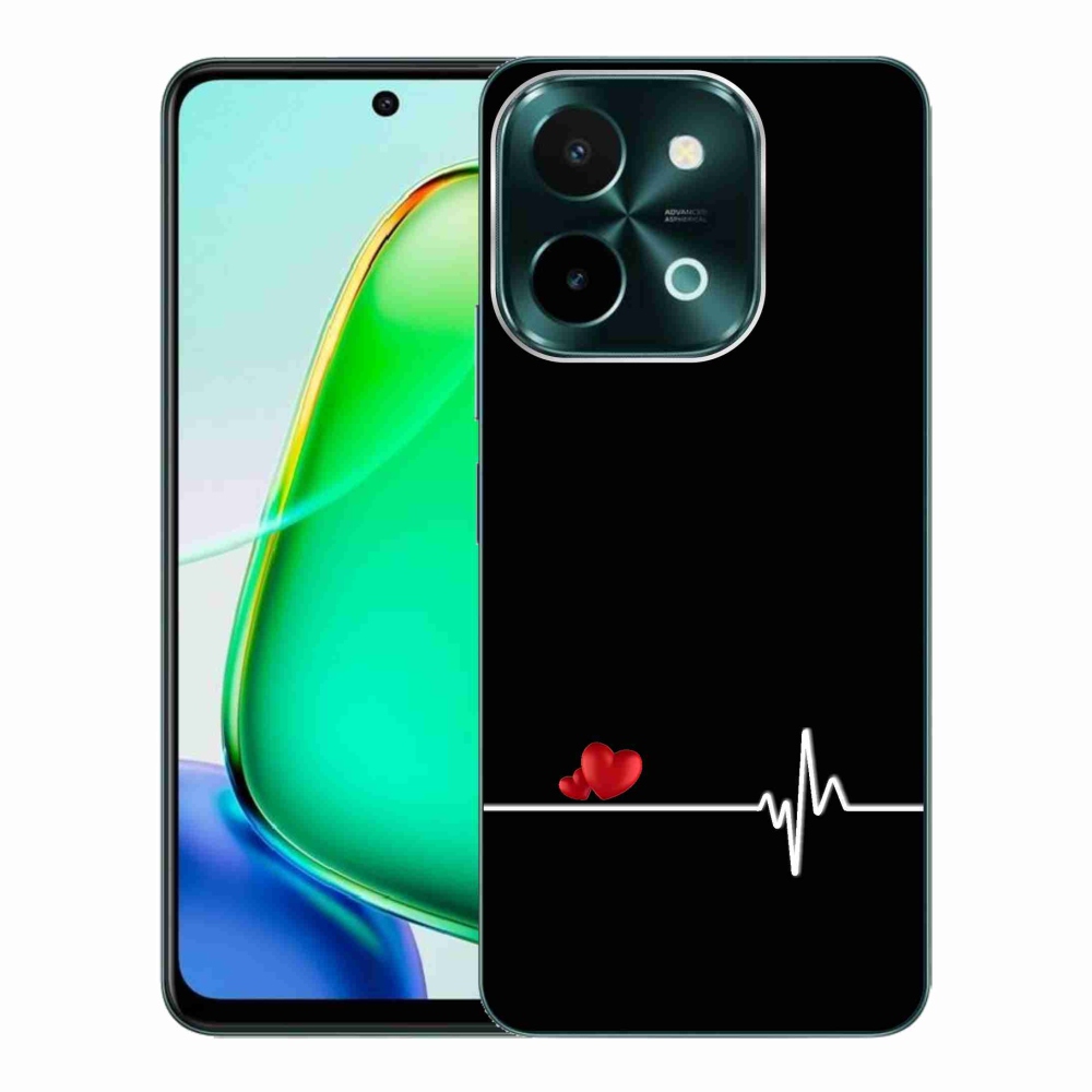 Gél borító mmCase a Vivo Y28-on - szív és szívverés fekete háttérrel