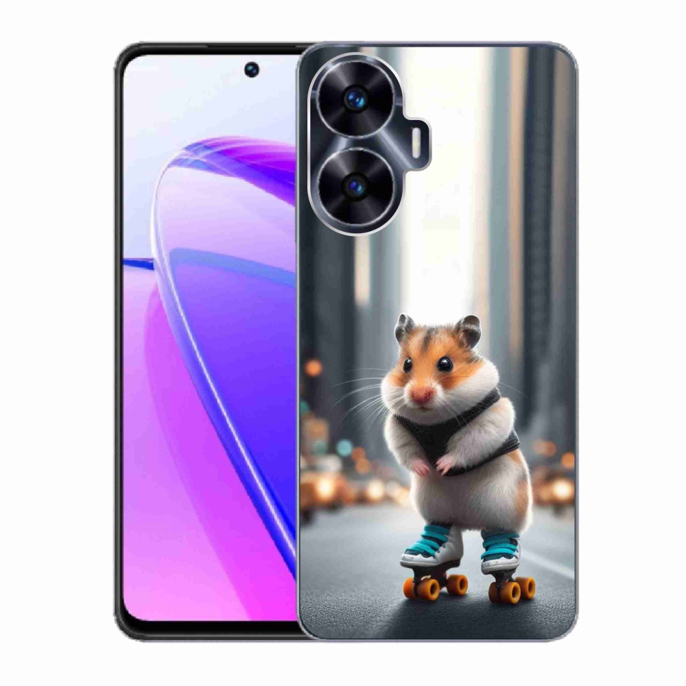 Gél borítás mmCase a Realme C55 készülékhez - hörcsög a korcsolyán