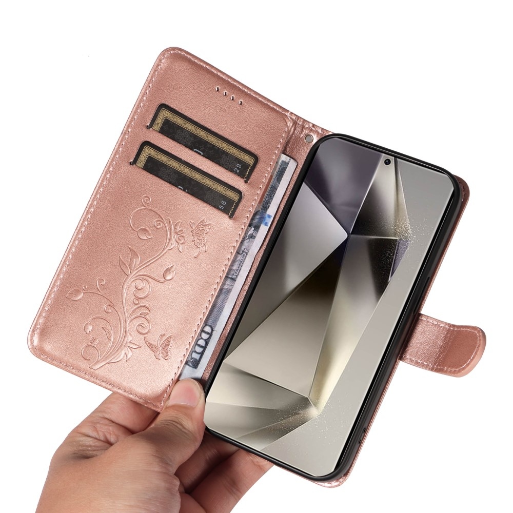 Pillangók könyv tok Samsung Galaxy S25 Ultra készülékhez - rózsaarany