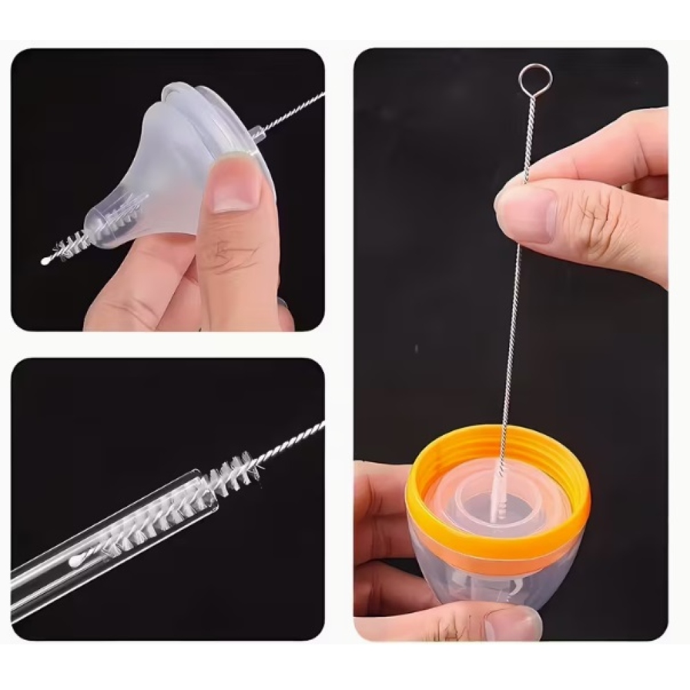 5 darabos szívószálas tisztítókefe készlet rozsdamentes acél nyéllel