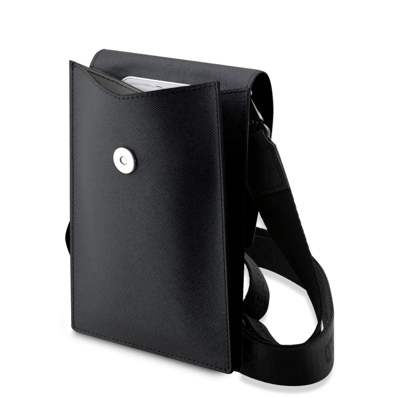 Karl Lagerfeld Saffiano fém logós NFT pénztárca telefon táska fekete