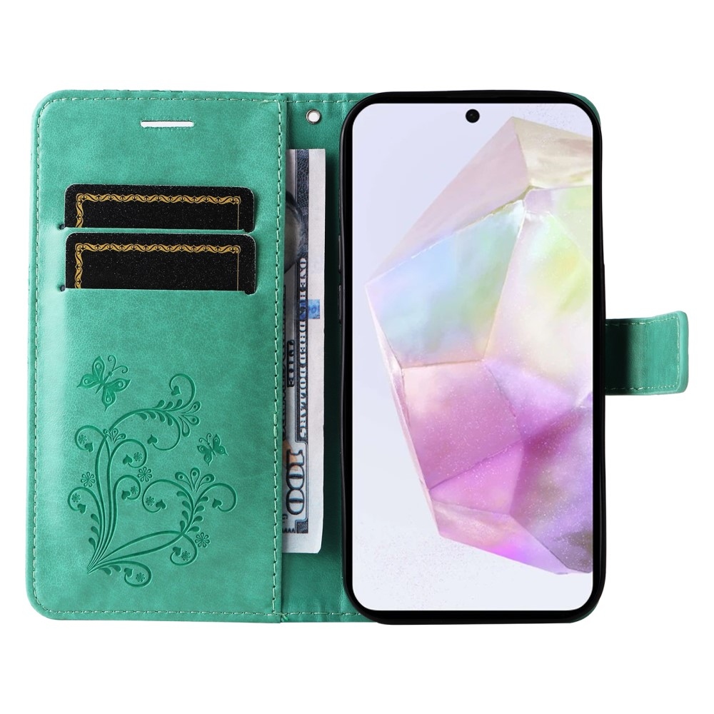 Nagy pillangó könyv tok Samsung Galaxy A36 5G - teáskék színben