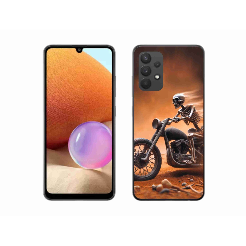Gél borítás mmCase Samsung Galaxy A32 4G - csontváz egy motorkerékpáron