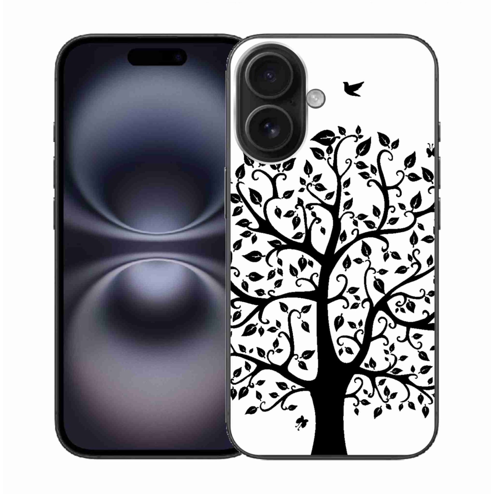 Zselés borítás mmCase iPhone 16 készülékhez - fekete-fehér fa