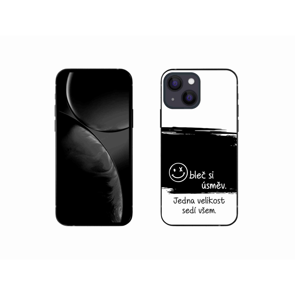 Gél borítás mmCase iPhone 13 mini 5.4 készülékhez - vicces szöveg 8 fekete és fehér háttérrel