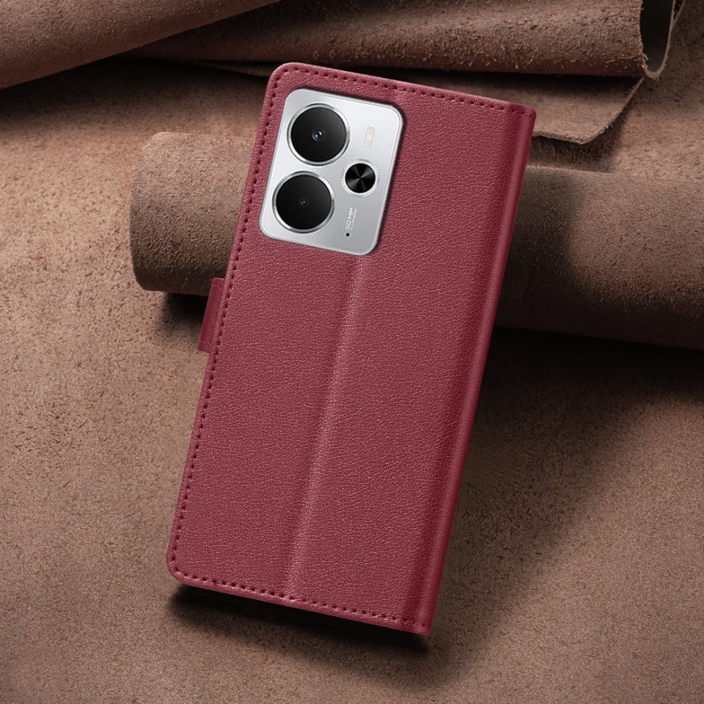 BINFEN könyvtáska a Realme 14 5G készülékhez - piros színű