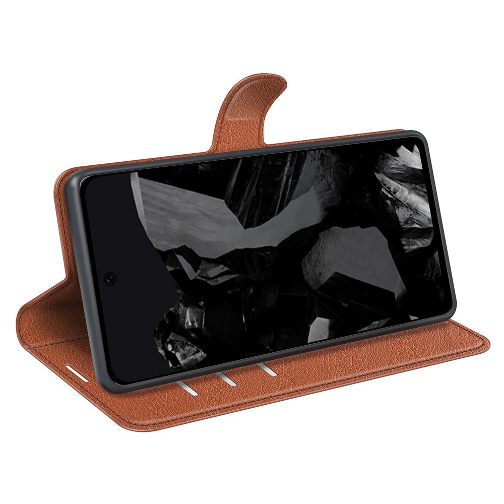 Litchi könyv tok Google Pixel 9 Pro XL-hez - barna színben