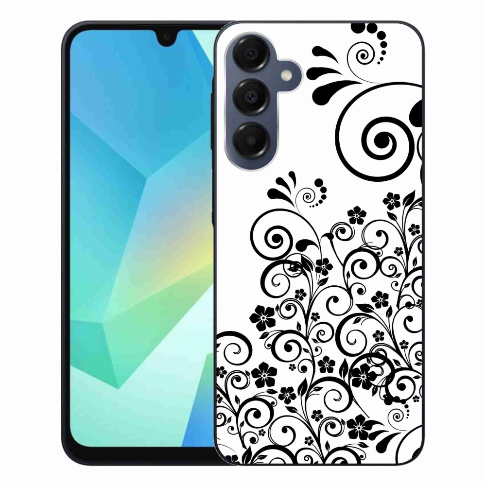 Zselés borítás mmCase Samsung Galaxy A16 4G/5G készülékhez - fekete és fehér virágmintás borítás