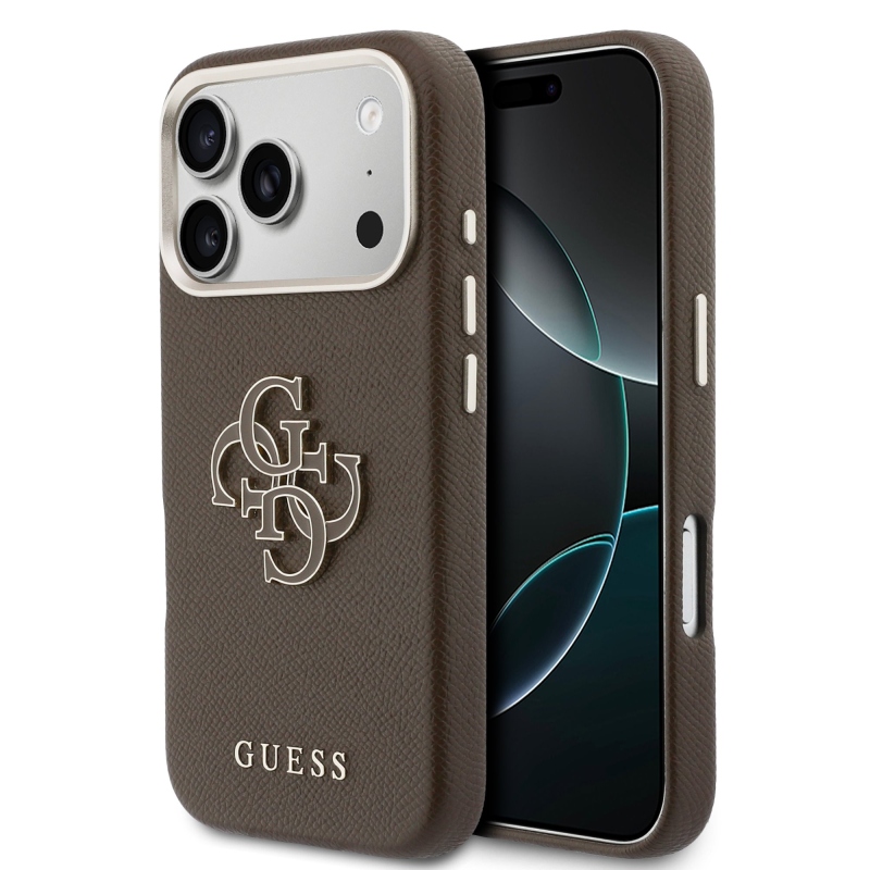 Guess PU gyanta logós hátlap iPhone 17 Pro barna színű borítóhoz