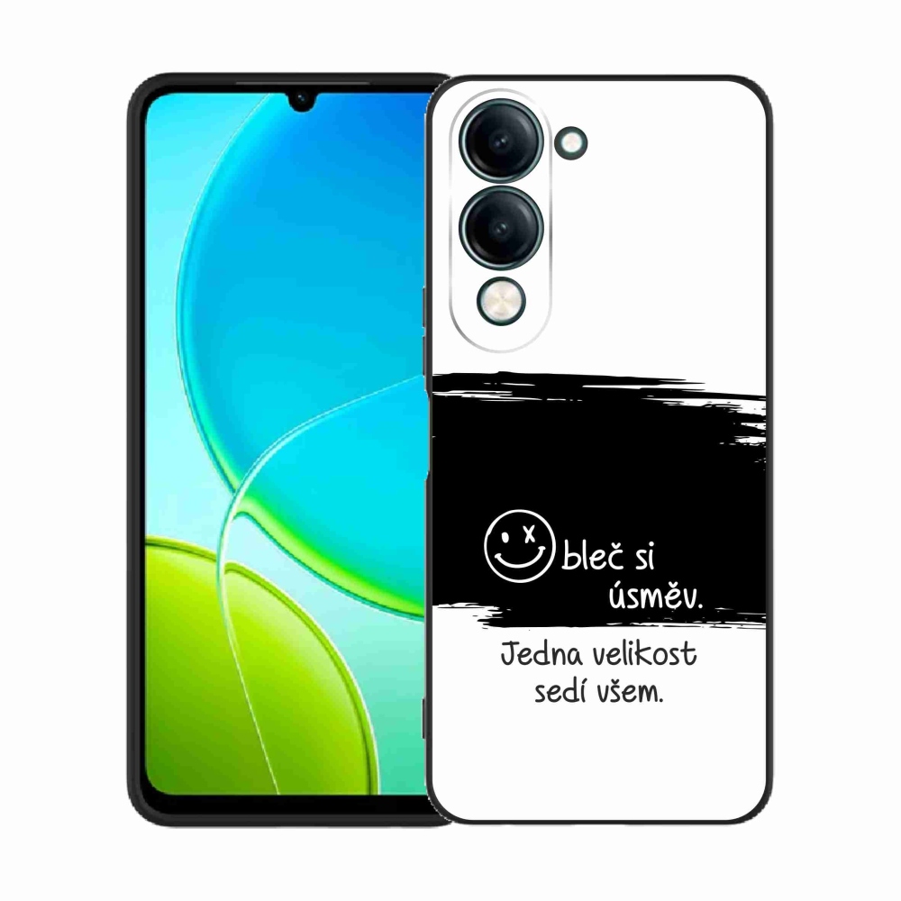 Gél borító mmCase a Vivo Y29s 5G-hez - vicces szöveg 8 fekete-fehér háttérrel