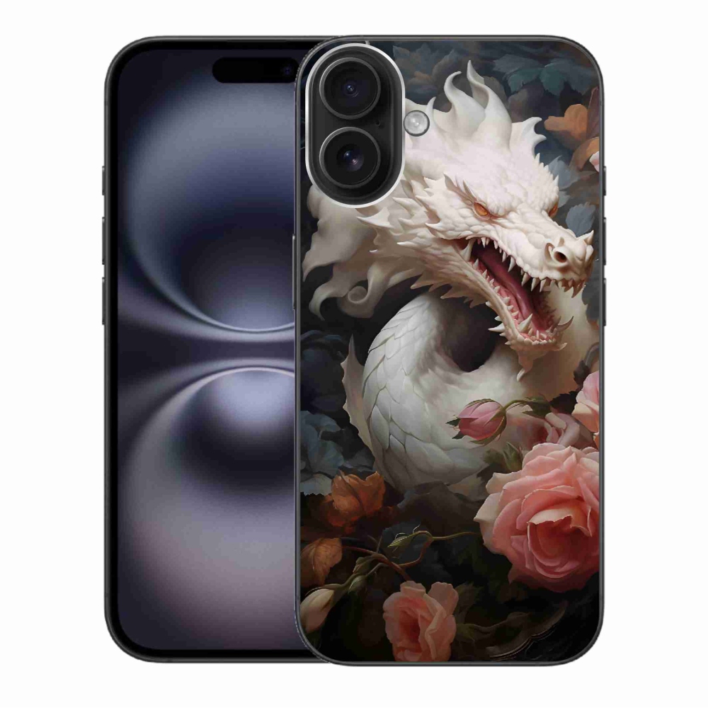 Zselés borítás mmCase iPhone 16 Plus készülékhez - fehér sárkány
