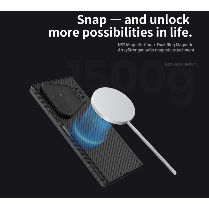 Nillkin CamShield Prop Magnetic (átlátszó lencse) hátsó tok a Samsung Galaxy Z Fold 8-hoz, Ultra Black