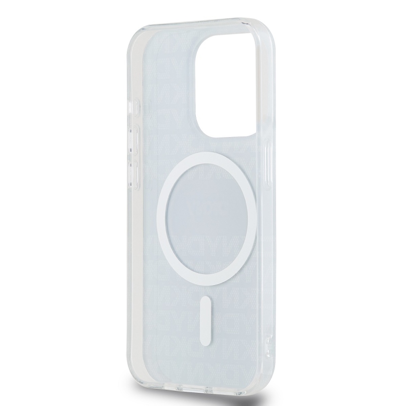 DKNY PC/TPU ismétlődő mintás tonális csíkos Magsafe hátlap iPhone 15 Pro Max-hoz Fekete