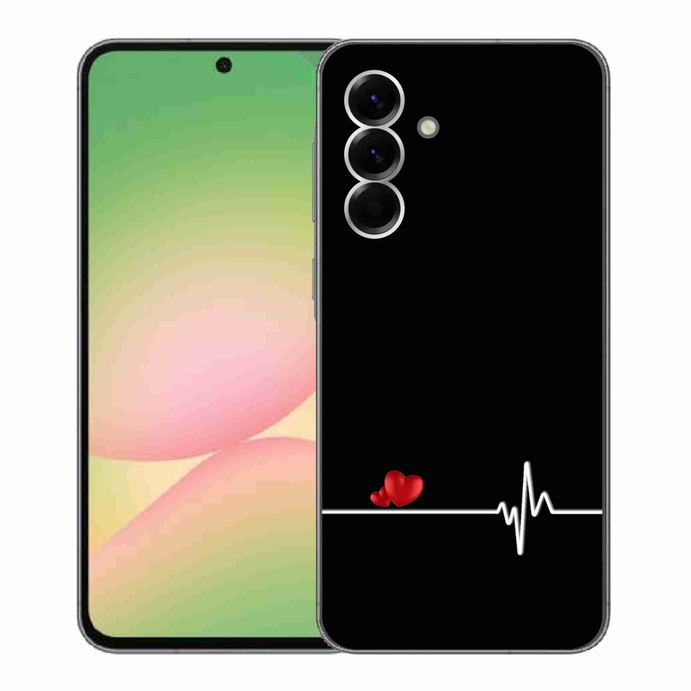 Gél borítás mmCase Samsung Galaxy A56 5G - szív és szívverés fekete háttérrel