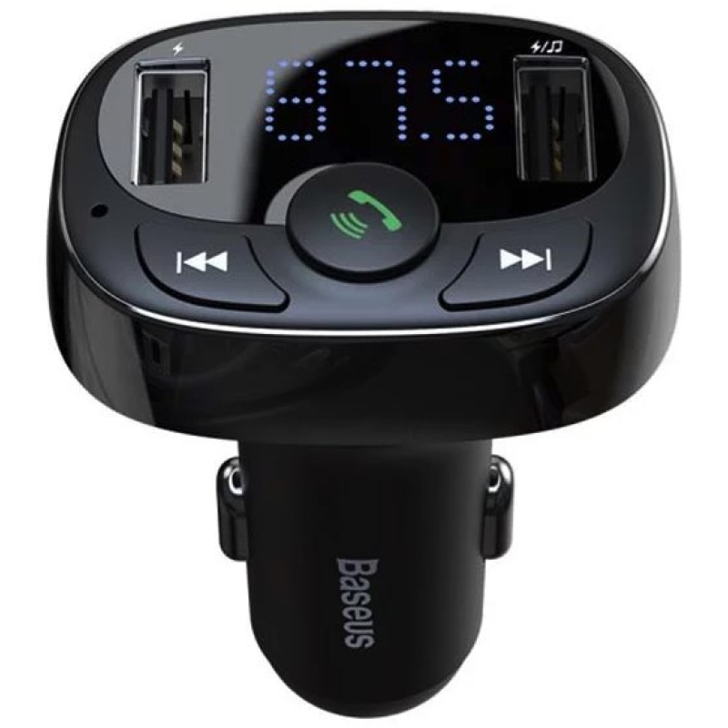 Baseus CCMT000001 S-09A 2x USB autós töltő és FM adóvevő Fekete