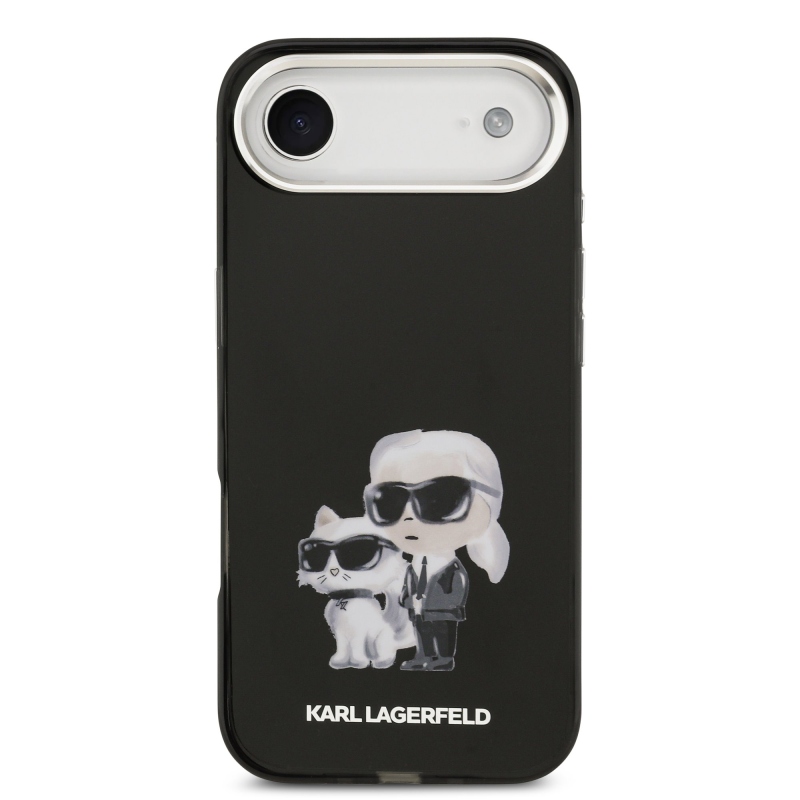 Karl Lagerfeld IML Aquarelle Karl és Choupette hátlapi borító iPhone Air készülékhez Fekete