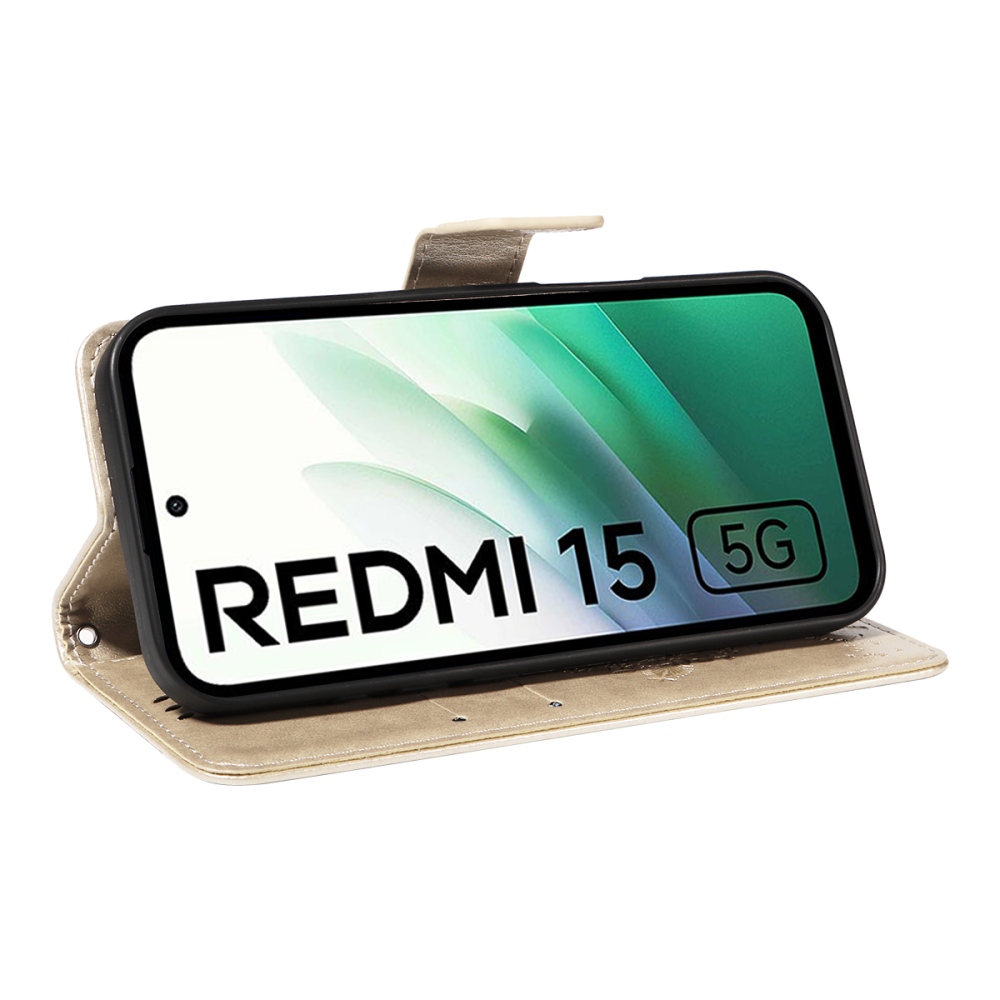 Fák könyv tok Xiaomi Redmi 15 4G (171mm) - arany színű