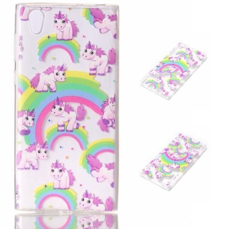 Embi zselés tok motívummal Sony Xperia L1 készülékhez - szivárvány és egyszarvúak