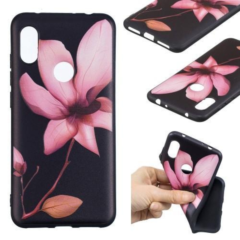 Dombornyomott zselés borító Xiaomi Redmi Note 6 Pro - rózsaszín virág